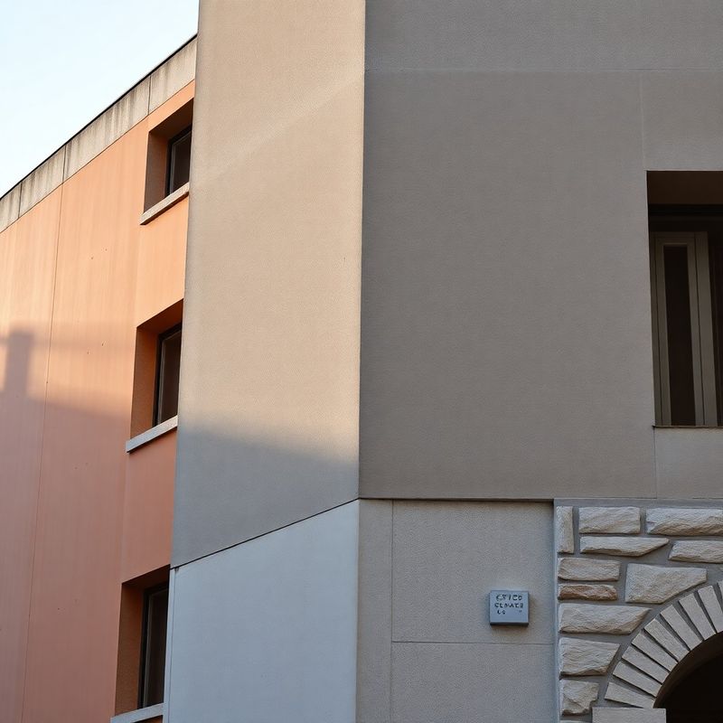 Detalj pročelja brutalističke betonske zgrade u mekom popodnevnom svjetlu